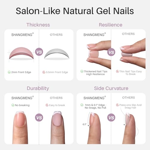 SHANGMENG Press on Nails, Almond Short Red Plaid Mixed French Tip Nails - color: Picnic Time
