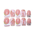 Handmade Short Square French Press On Nails | Reusable&Salon Quality-O912,S - color: O912, size: S