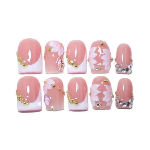 Handmade Short Square French Press On Nails | Reusable&Salon Quality-O912,S - color: O912, size: S