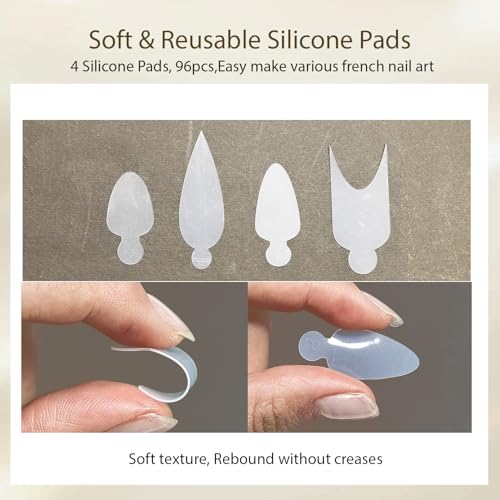 JEWHITENY Nail Dual Forms for Poly Gel,290PCS Reusable French Nail Forms,8 Shapes & 12 Sizes Clear Nails Extension Forms with Guide Lines for Salon-Quality Manicures at Home - color: French dual form