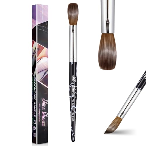 Acrylic Nail Art Brush Size 18, 100% Pure Kolinsky Hair Oval Nail Brush for Acrylic Application, Professional Nail Extension Manicure Tool Striping Nail Drawing Pen for DIY Home Salon - color: Black, size: #18