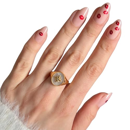 PaintLab Cupid's Kiss Lips Press On Nails, Short Almond, 30pcs Nail Kit - color: Cupid's Kiss