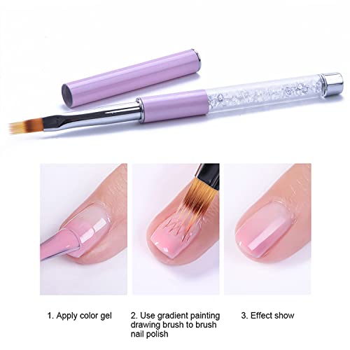 5Pcs Ombre Nail Brush Nail Detail Brush Nail Art Brushes Nail Design Brushes Nail Painting Liner Brush for Acrylic Nails Thin Nail Pen Nail Art Tools - color: yellow, purple, rose gold