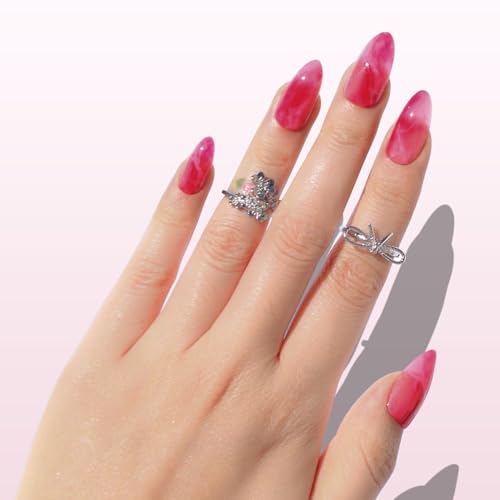 Nail Reformation Press On Nails, Pink Lava Medium Almond 15 Sizes 30 Pcs - color: Pink Lava