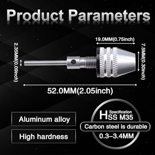 Hanboost 2.35mm Drill Chuck Quick Change Adapter for S2 Rotary Tool, 0.3-3.4mm Capacity Collet for Electric Grinder and Nail Machine, Precision Crafting Accessory for DIY Makers & Craftsmen