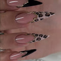 Leopard French Tip Press on Nails Long Stiletto - Glitter - color: Style-09