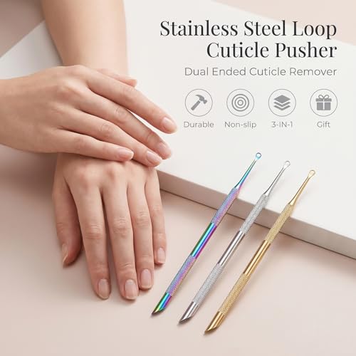 Gjinxi 3pcs Dual Ended Loop Cuticle Remover Pre-treatment Pusher Cleaner
