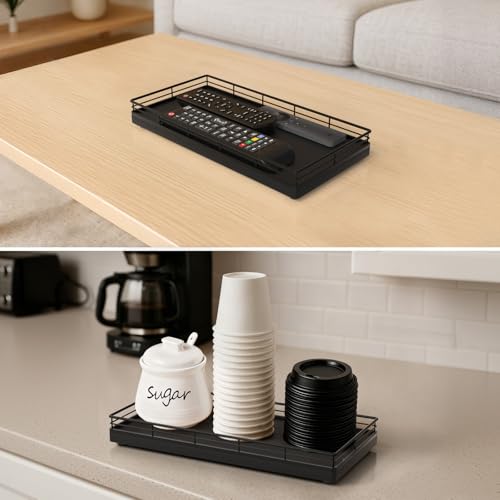 Bathroom Vanity Tray for Countertop, 12" x 6" Oak Wood Toilet Tank Tray - color: Black, size: 12" x 6" x 1.5"