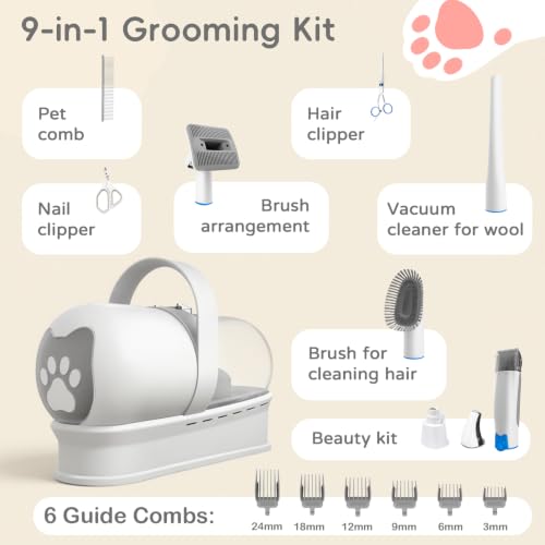 Dog Grooming Kit with Vacuum, Dog Nail Clippers & Dog Nail Grinder - color: Blue