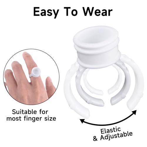G2PLUS Glue Rings for Eyelash Extensions, 100pcs Disposable Lash Rings for Pigment, White Eyelash Glue Holder, Makeup Plastic Glue Cup for Nail Art and Tattoo - color: Cream White
