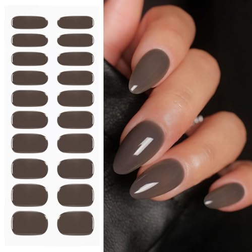 JMEOWIO Semi Cured Gel Strips Nail Art Sticker Wrap Brown - color: Brown