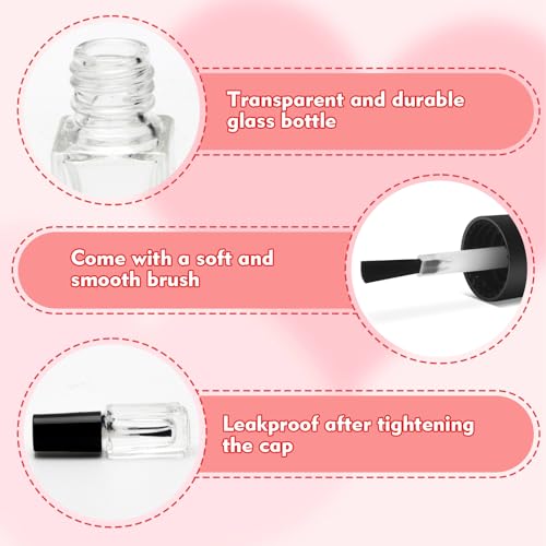 AHIER Empty Nail Polish Bottles with Brush Applicator Cap, 5ml, 5P
