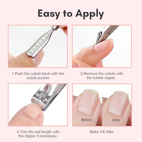 Makartt Pink Cuticle Trimmer Set with 2 Pushers, Nail Clipper & Nipper - size: Cuticle Tools-4pcs