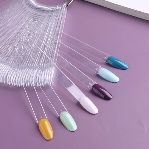 SUTOKAKA 150 Pcs Clear Nail Swatch Sticks with Ring, Oval Shape - color: Clear Oval New 150pcs