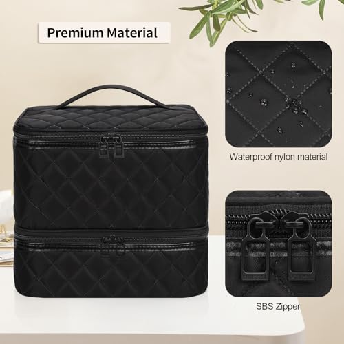 Nail Polish Organizer Bag Holds 30+ Bottles (15ml/0.5 fl.oz) &UV Nail Lamp - color: 03-Black, size: 30 Bottles