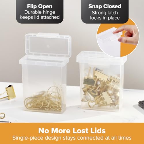 Bostitch Konnect Storage Containers with Lids, Office Organizer, Clear Plastic Box, Stackable for Crayons, Q-tips, Office Supplies, Labels, 0.5 Qt, 2 Pack - size: 0.5 Qt 2 Pack