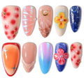 Buleens 100% Handmade Acrylic Press On Nails Medium Almond 10PCS Size L - color: Colorful Flowers Red Dot, size: L