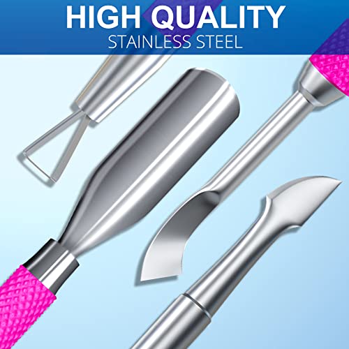 2PCS Rose Pink Cuticle Pusher Tool and Scraper Nail Pusher - color: Rose Pink