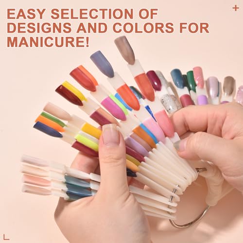 300 Tips Nail Swatch Sticks with Ring 3 in 1 Nail Display Sticks - color: Natural