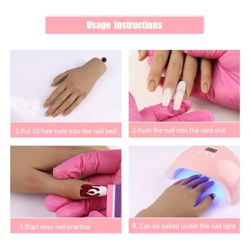 Nail Pratice Training Hand for Acrylic Nails with Stand Bracket,Soft Silicone Maniquin Hand, Flexible Bendable Nail Practice Fake Hand for Nails Art Practice Tool - color: 2#, size: Left Hand