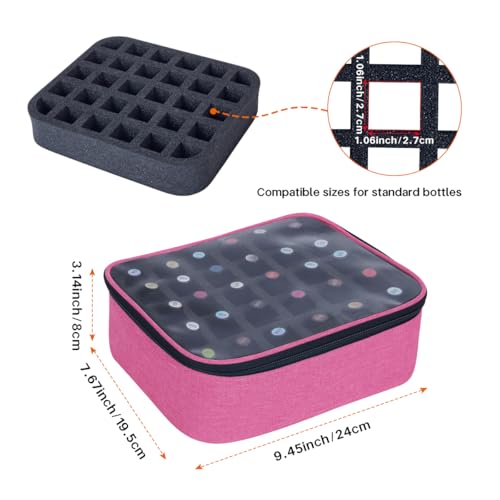 Small Clear Nail Polish Organizer Holds 30 bottles(15ml-0.5fl.oz) Nail Polish Case Multifunctional Nail Polish Bag organizer, Cosmetic Travel Makeup Cases for Women Rose Red - color: Rose Red, size: 1Pcs-30 bottles