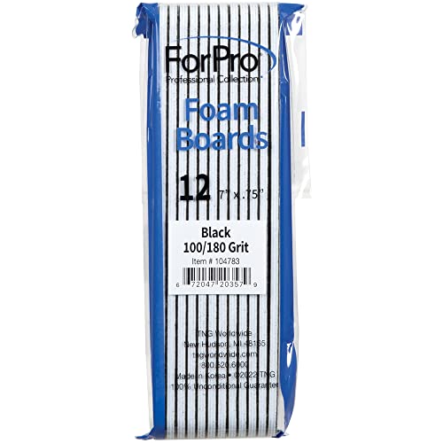 ForPro Foam Board Nail Files, 12-Count, 100/180 Grit, Black - size: 12 Count