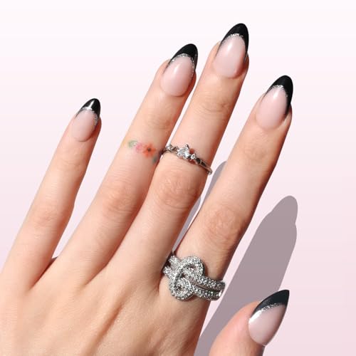 Nail Reformation Press On Nails, Silver Lining | Short Almond Fake Nails - color: Silver Lining
