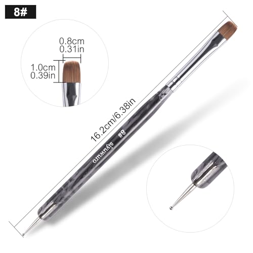 Kolinsky Sable Nail Brush French Nail Brush 2 Way Professional UV Gel Acrylic Nail Art Brush with Dotting Tool for French Manicure Cuticle Clean Up Nail Art Design Brush (8#) - color: 8#