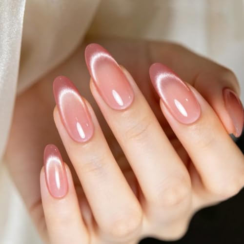 BORN PRETTY French Tip Cat Magnetic Eye Gel Polish Set with Nail Stickers - color: Soft Pink Magnetic & Jelly Pink