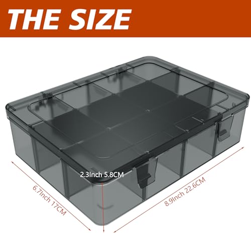 SRNYJAO Plastic Organizer Box, Clear Tackle Box Organizer Compartment Box - color: gray, size: Large 12 Grids