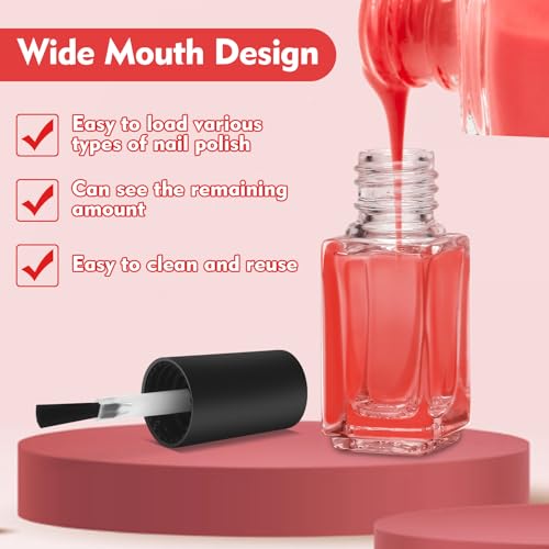 AHIER Empty Nail Polish Bottles with Brush Applicator Cap, 5ml, 5P