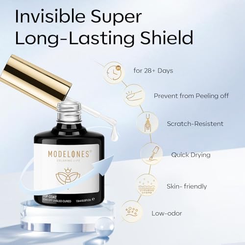 modelones X Nail Gel Glue 9 in One Base Top Coat Set 15ml 2Pcs for Nail Tip