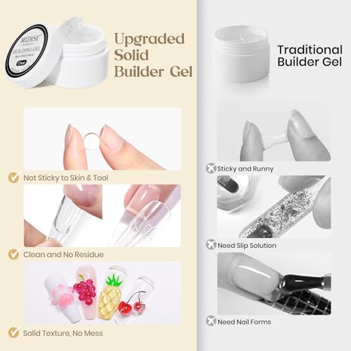 MIZHSE Solid Builder Gel Clear 3D Nail Gel, Non-Stick Hand Sculpting Gels - color: 15g Clear
