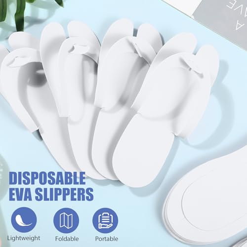 JaGely 100 Pairs Disposable Pedicure Flip Flops EVA Spa White, 0.2cm - color: White, size: Medium