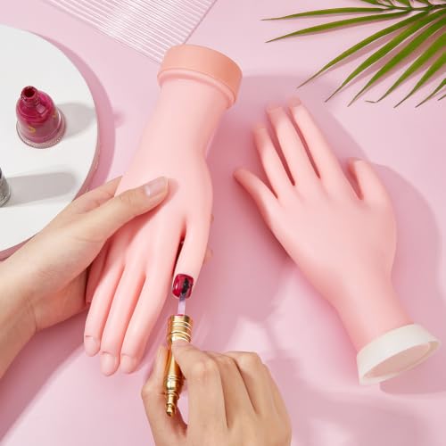 SUPERFINDINGS 2Pcs 2 Styles Silicone Practice Hand for Nails Soft Touch Mannequin Hand for Nails Practice Hands Tool and Rings Bracelets Necklaces Holder Full Poseable Hands for Practicing Nail Art