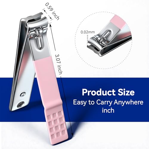 Makartt 2-Pack Pink Nail Clipper Set for Thick Fingernails & Toenails - size: Nail Clippers-2pcs