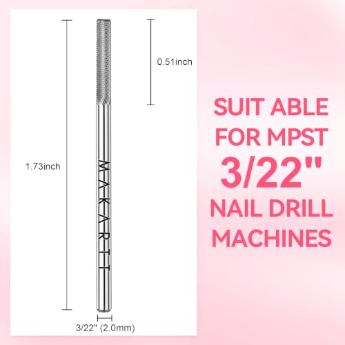 Makartt Cuticle Nail Drill Bit - 2 Pcs Tungsten Carbide Cuticle Bit 3XF - size: 2 Pcs Nail Buffer Bit-3XF