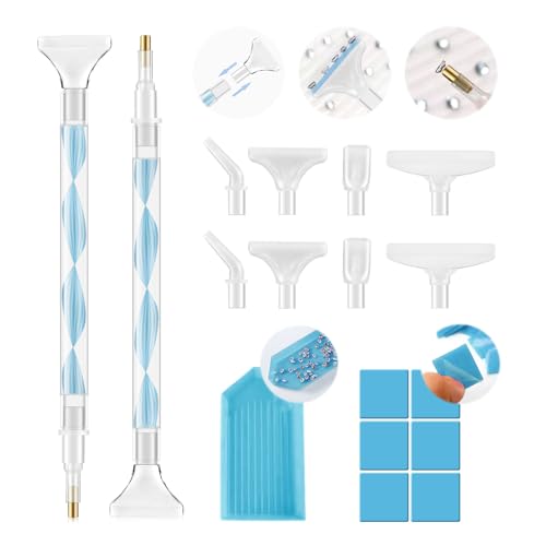 5.0 Pro Rhinestone Picker Tool Kit 16pcs, Bedazzling Pen | Diamond Art Tool - color: Blue/White