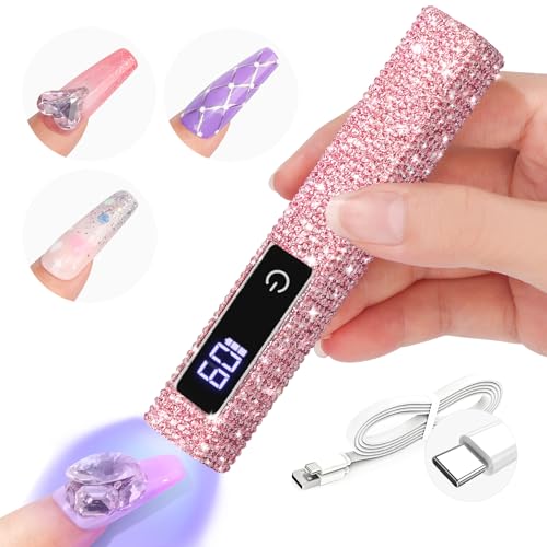 SAVILAND Mini Handheld U V Light for Gel Nails, Glitter Pink, 12W - color: C-Pink Diamond