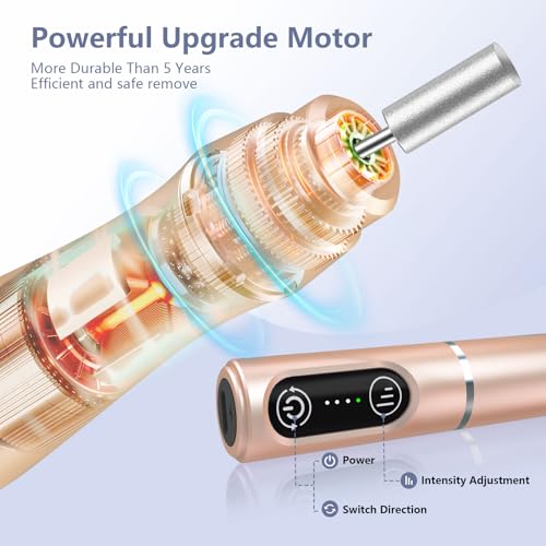 TUOBEO Cordless Nail Drill Electric Nail File Kit, Rechargeable Efile Set - color: Gold