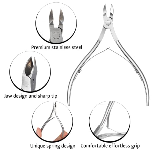 16 Pcs Professional Cuticle Trimmer Nippers Stainless Steel Nail Cuticle Cutter Sharp Pointed Blade Dead Skin Remover Clipper Scissor Pedicure Manicure Tool for Fingernails Toenails Care Silver