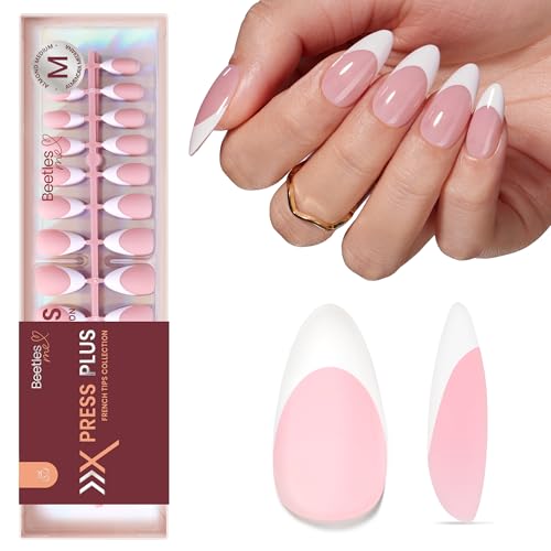 Beetles French Tips Press On Nails- 210 Pcs Medium Almond Nails - color: 2 - Pink French - M