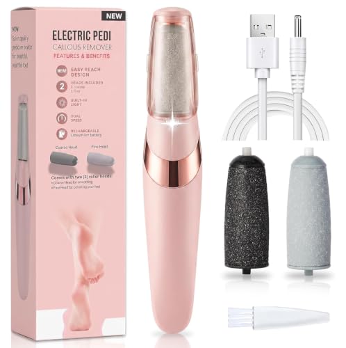 Electric Callus Removers for Feet,2‑Speed Electric Foot Callus Remover Pedicure Kits Rechargeable with 2 Washable Roller Heads,Removes Dry Skin for Smoother Feet, Foot Care for Dead Skin Ideal Gift