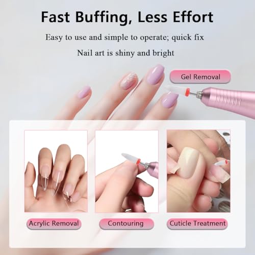 Wireless 35000RPM Nail Drill Pen USB Nail File Polishing Pen Rechargeable Nail Drill Machine Portable Manicure Drill Salon Tool (Silvery) - color: Silvery
