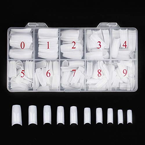 Beuniar Acrylic Nail Tips White 500Pcs French Artificial False Tip for Manicure Nails Art Salons & Home DIY - color: White