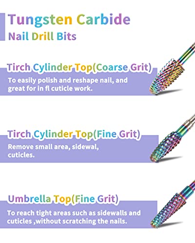 BQAN Tungsten Carbide Nail Drill Bits Set 3/32" for E-File - color: 17PCS