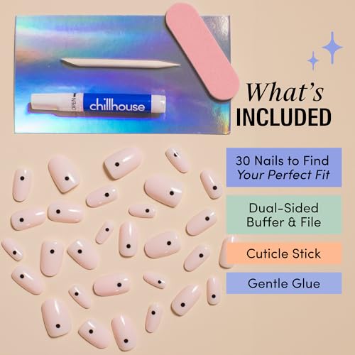 Chillhouse - Chill Tips, Press on Nails Kit - Clean Break (Oval) - 24 Nail Shapes & Sizes - Up to 2 Weeks of Wear - Customizable Fit - Reusable - Latina Founded & Women Owned - Beauty & Self Care - color: Clean Break