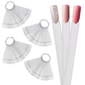 Beauticom 200 Clear Acrylic False Tip Sticks with Metal Ring Holders Fan-Shaped Nail Art Display Chart Practice Tips Tool - 200 Tips