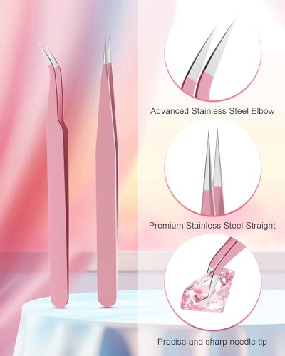Rhinestone Picker Tool Set,Rhinestone Applicator Tool,Rhinestone Picker Dotting With 4 Extra Pink Replaceable Wax Head and 2 Tweezer (Pink A) - color: Pink A