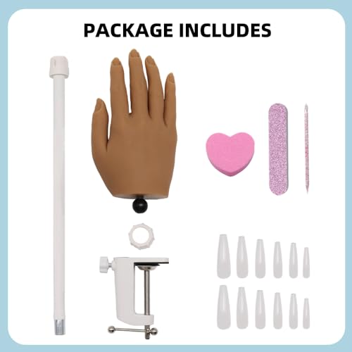 KnowU Silicone Nail Practice Hand, Acrylic Nails Manicure Model, Durable Nail Training Mannequin for Beginners and Professionals, Brown - color: Brown, size: Clamp Stand